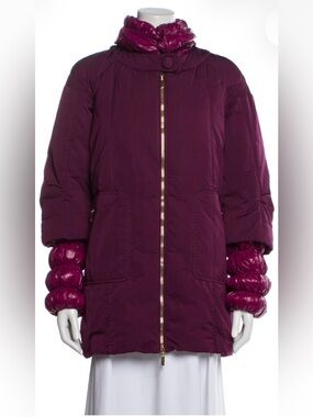 Moncler Puffer - Purple Quilted - Moncler Jacket - Shiny Sleeve Accents - Medium